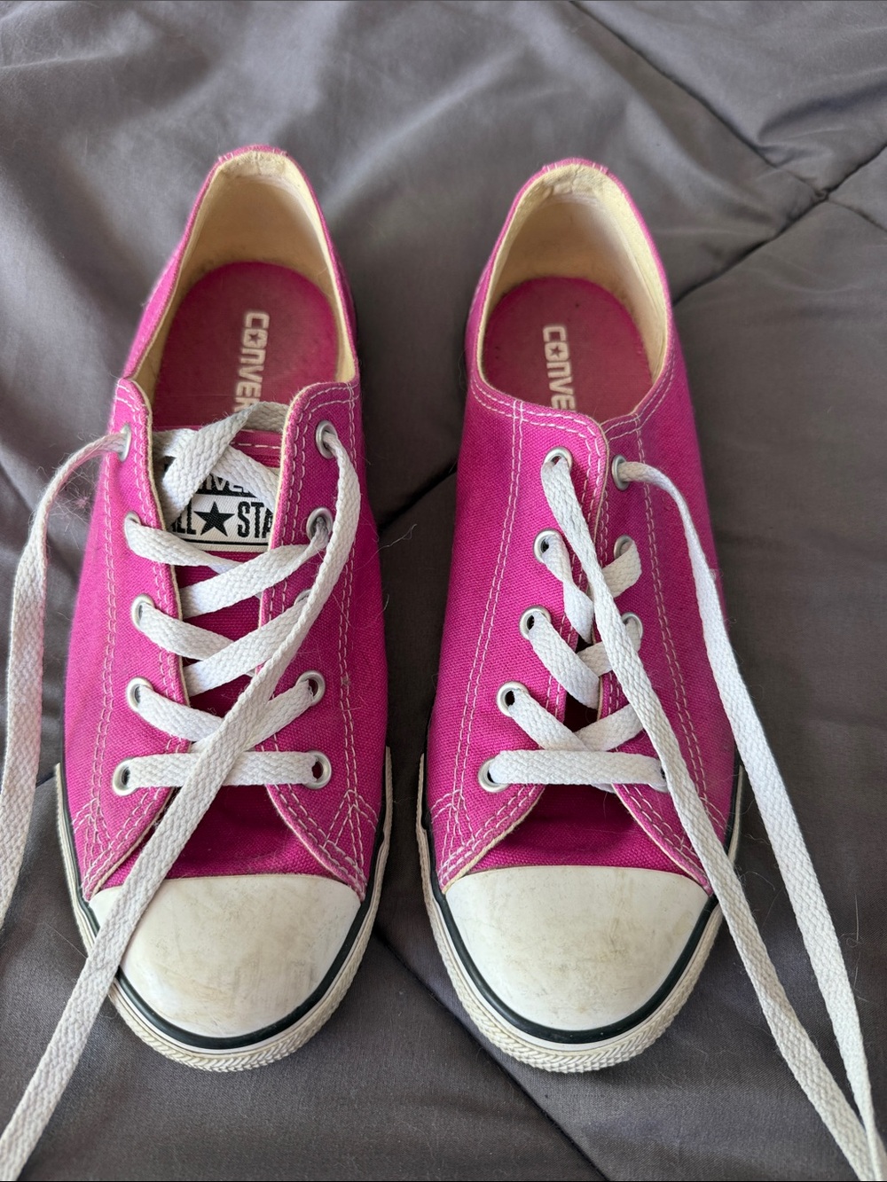 Converse Low Top Canvas Sneakers in Hot Pink WOMEN 8.5